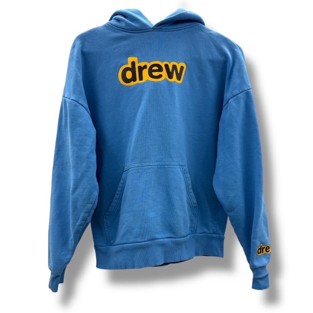 Drew House Secret Hoodie Size XS Blue Yellow Logo Oversized‎ Fleece Streetwear